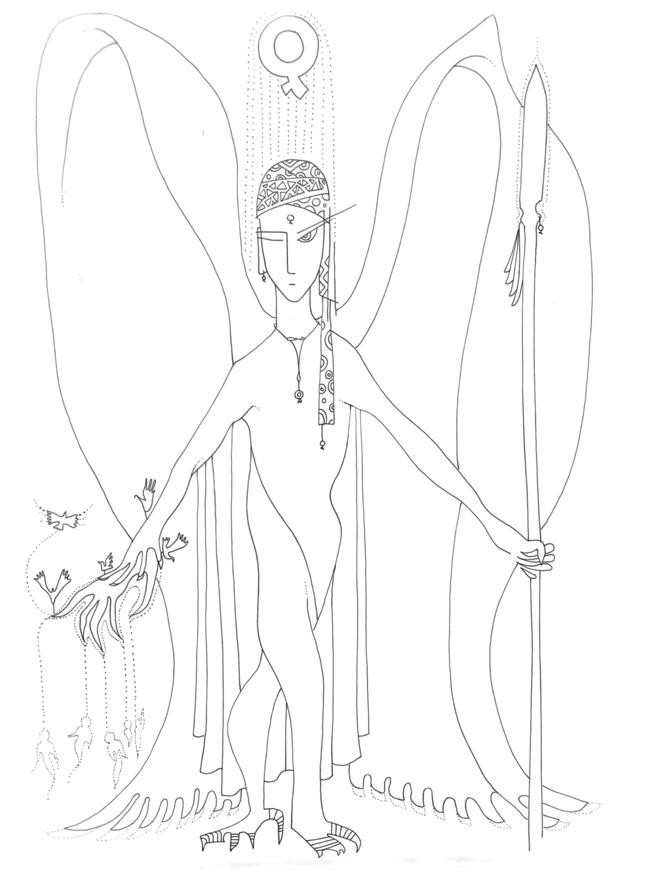 插画 · 有翼人物