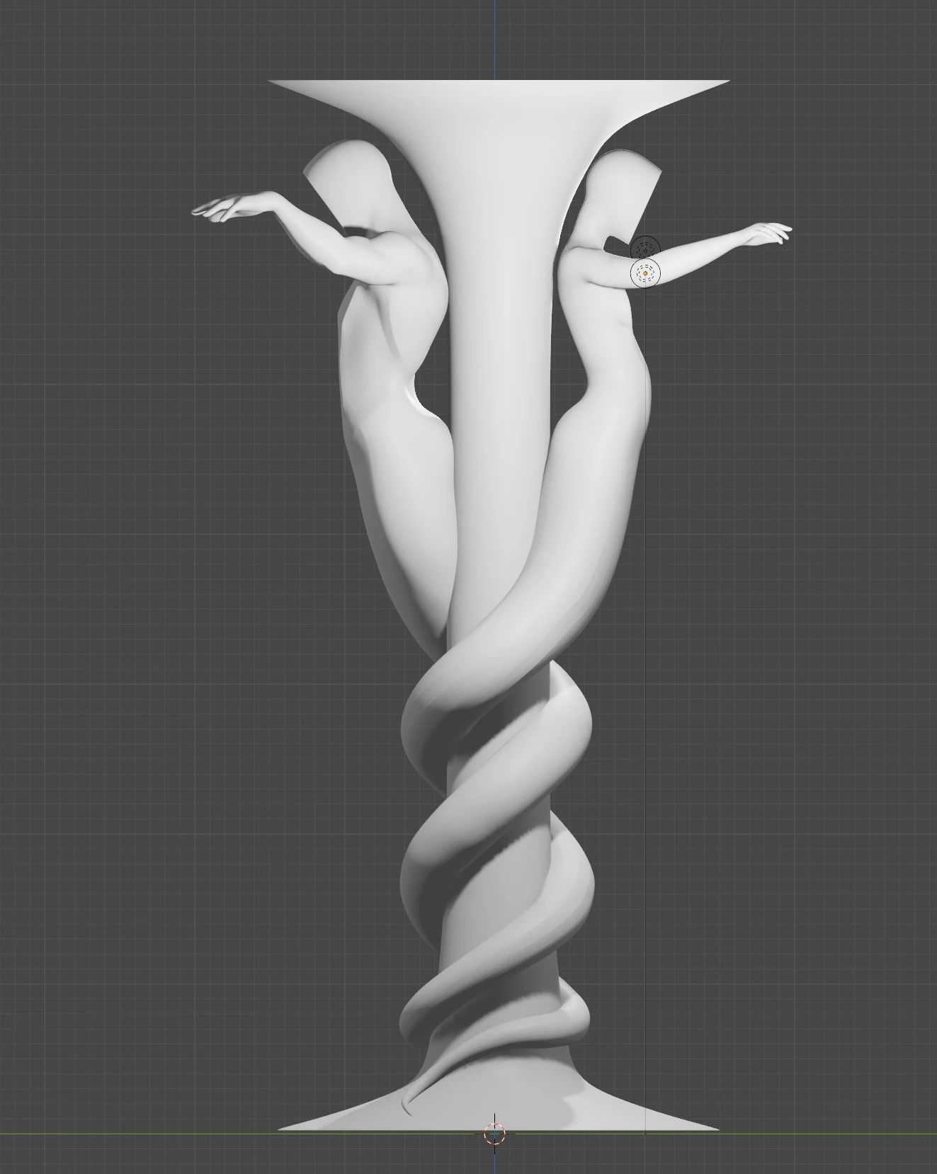 One sculptural study for Fuxi and Nuwa