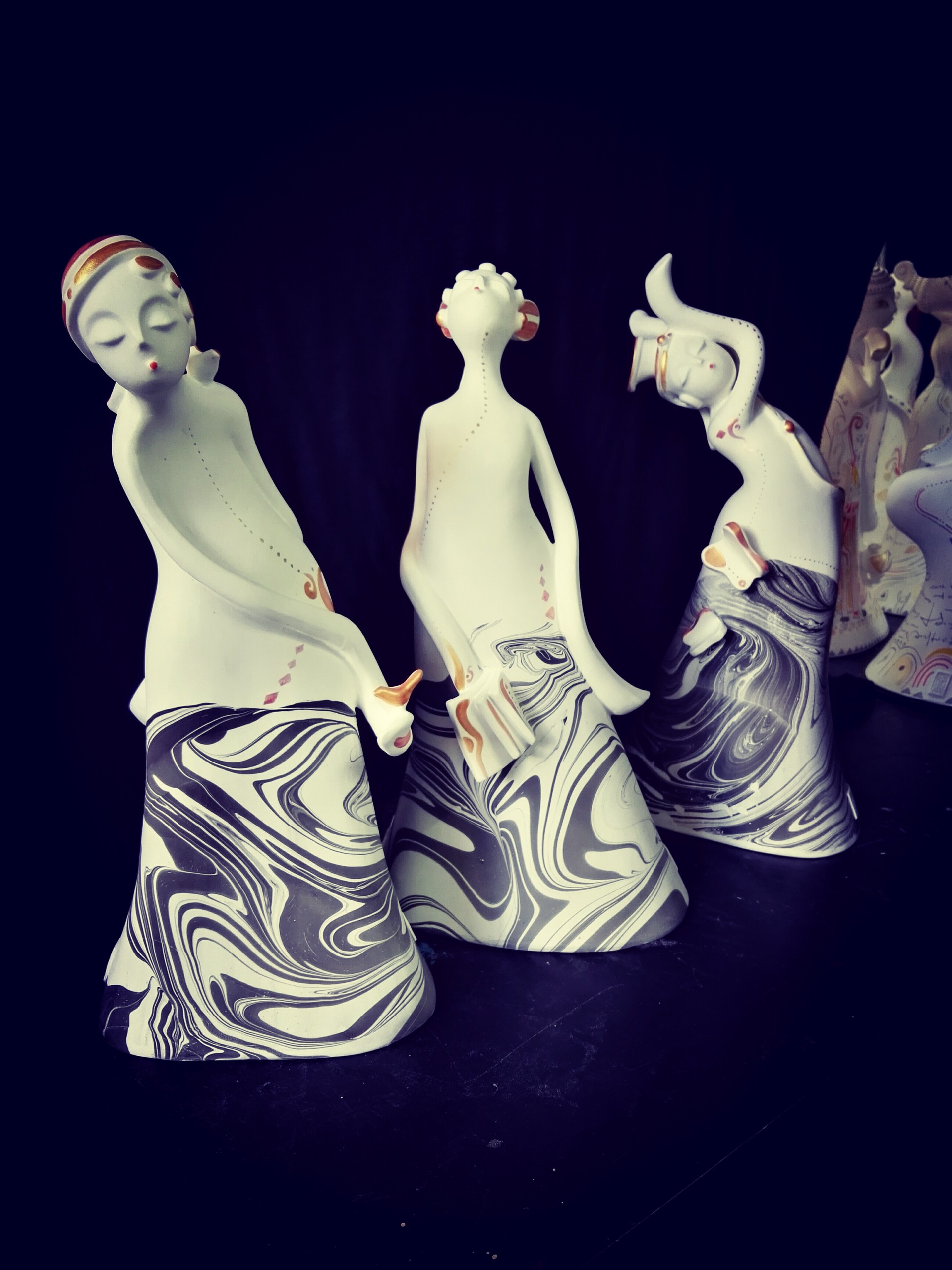 Archive panel of Twelve Golden Hairpins ceramic figures and their making